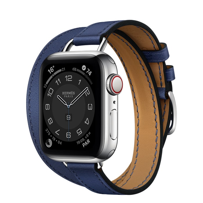 Apple Watch Hermes Series 6 40mm Attelage Double Tour Bleu saphir