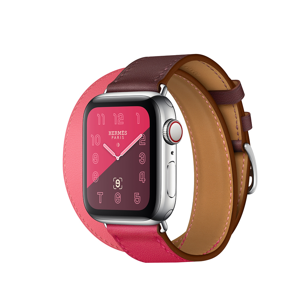 Apple Watch Hermes Series 5 40mm Bordeaux/Rose Extreme/Rose Azalee Swift Leather Double Tour