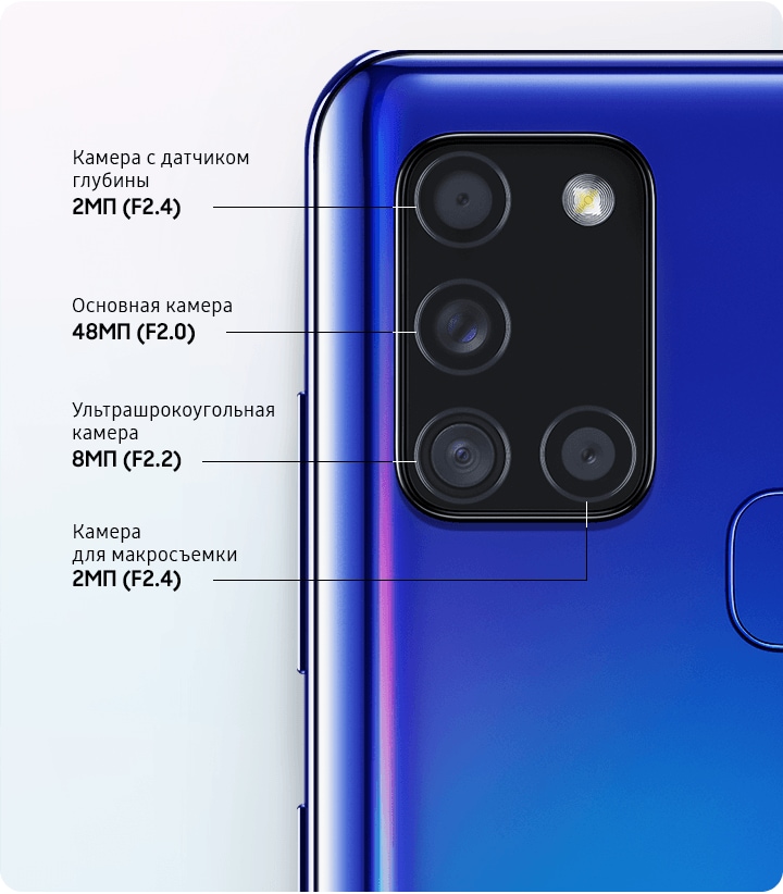Samsung A21s камеры